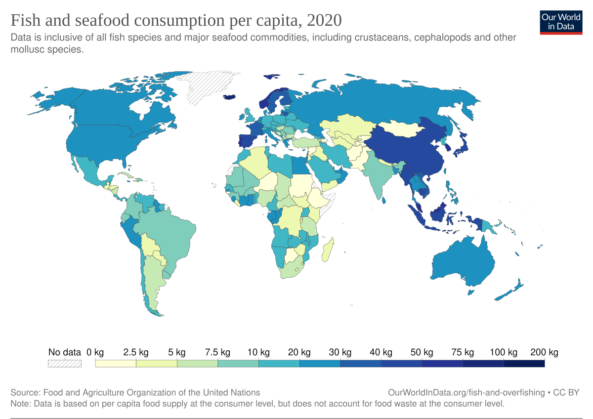 The 12 Nations with the Highest Seafood Consumption per Person