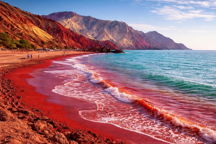 Hormuz Island’s Red Beach in the Persian Gulf After Heavy Rainfall