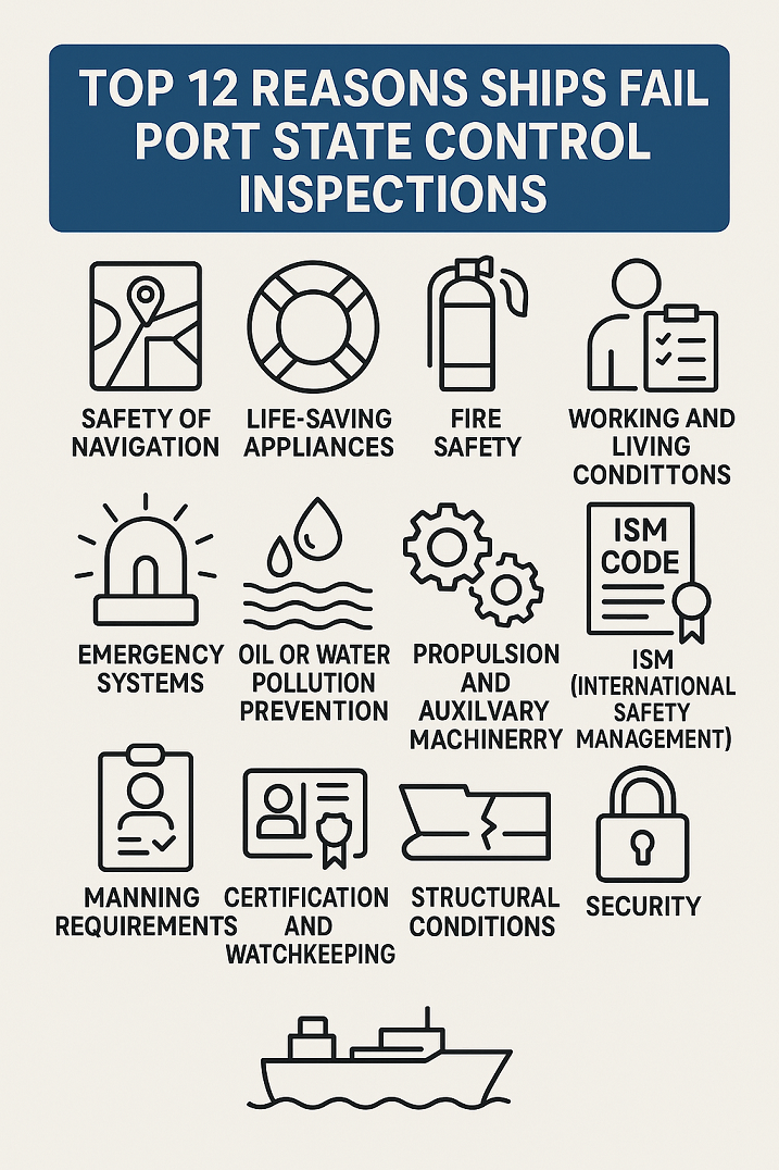 Top 12 Reasons Ships Fail Port State Control Inspections (and How to Avoid Them)