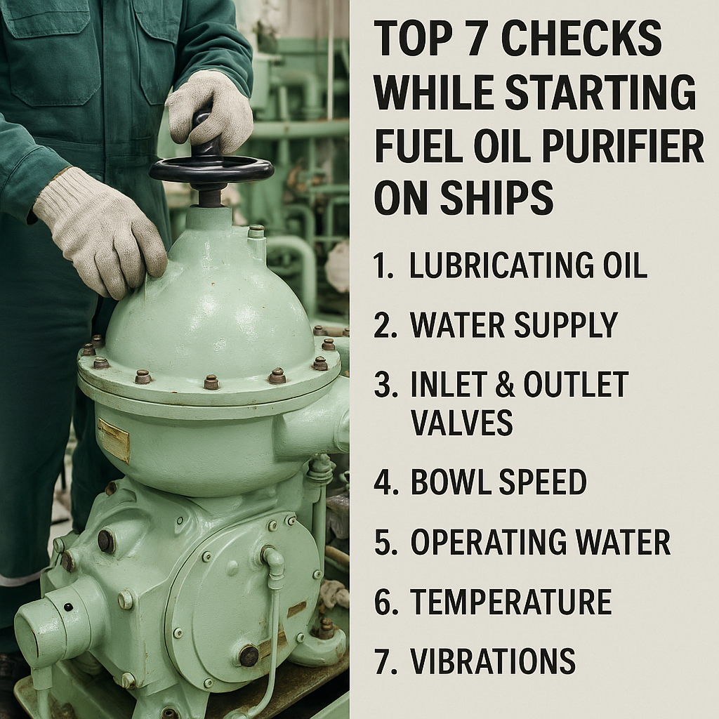 Top 7 Checks While Starting Fuel Oil Purifier on Ships