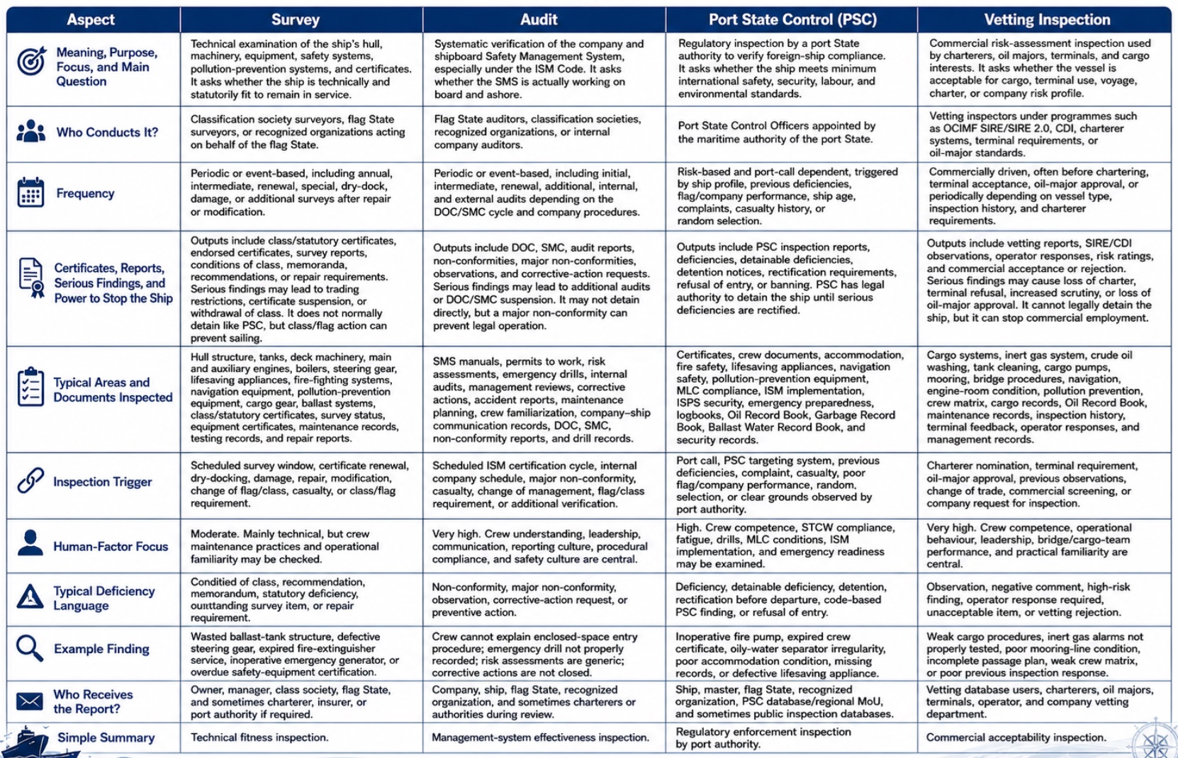 Irs Class Ship Surveys, Audits, Port State Control, and Vetting Inspections: Ship ...